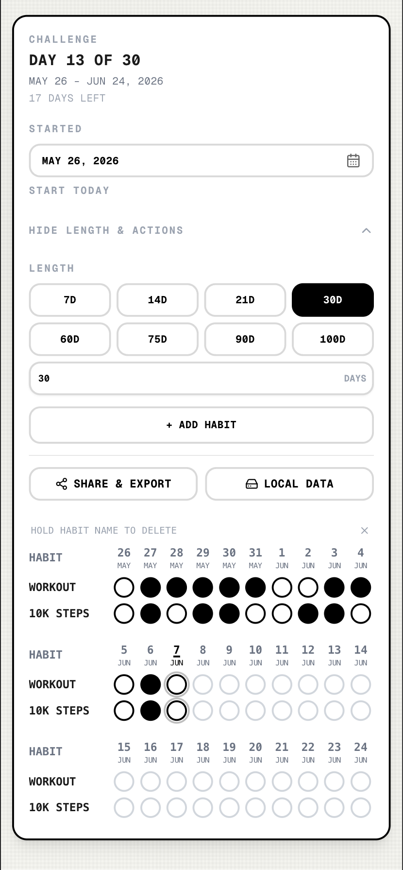 Habit Tracker on mobile